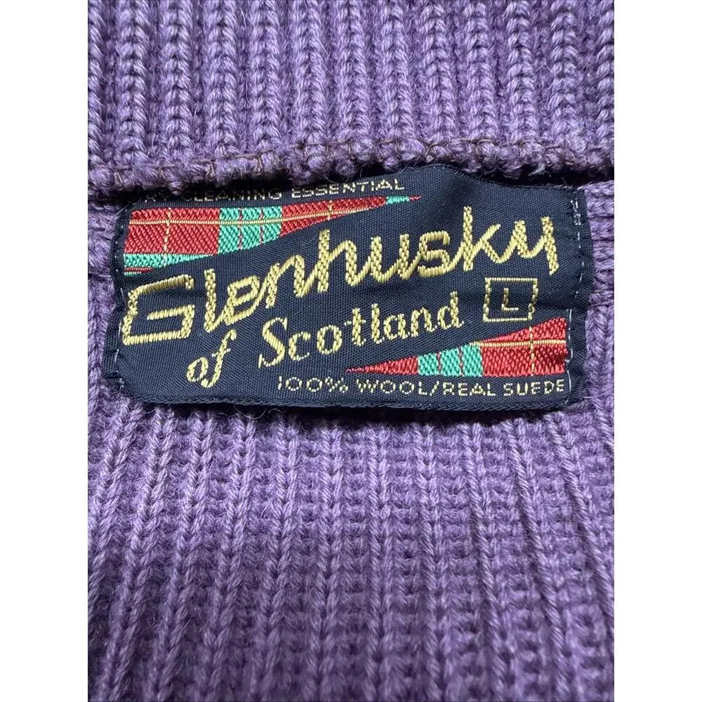 VTG 60’s Glenhusky Scotland Wool Suede Grandpa Cardigan Sweater L Cabincore